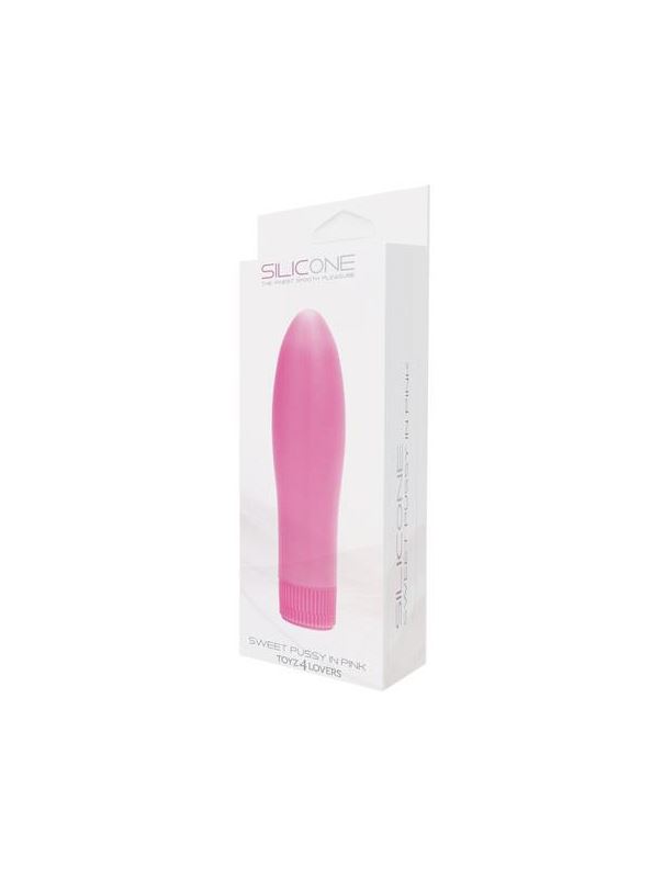 Розовый вибратор SWEET PUSSY IN SILICONE - 13,5 см.