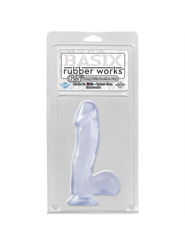 Прозрачный фаллоимитатор c мошонкой 6.5 Dong with Suction Cup - 17,8 см.