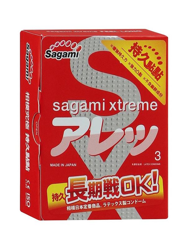 Утолщенные презервативы с точками Sagami Xtreme FEEL LONG (3 шт)