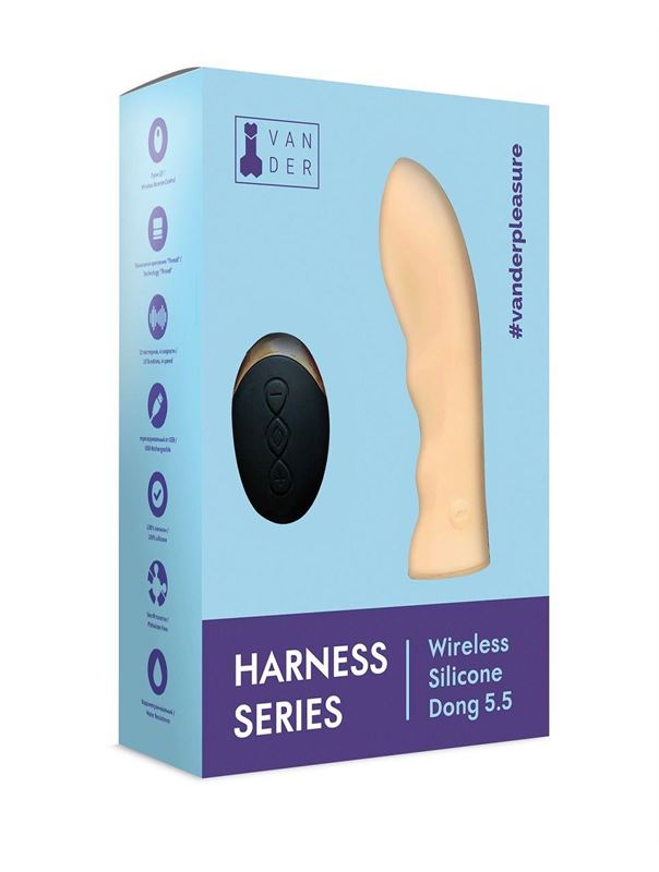 Телесный женский страпон с вибрацией Vander Wireless Silicone Dong (14 см)