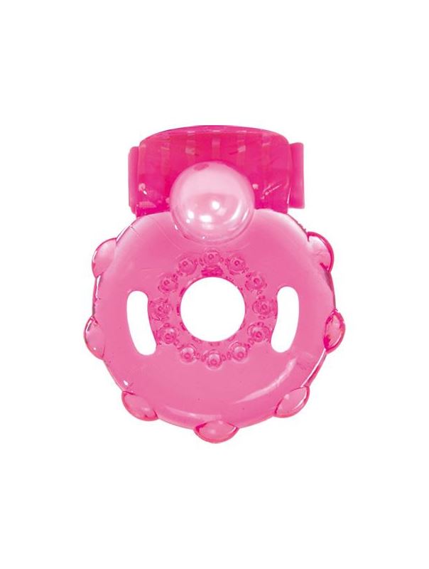 Розовое эрекционное виброкольцо VIBRATING COCK RING OUT OF MIND
