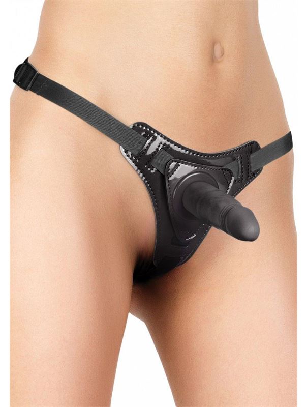 Чёрный страпон Strap-On Black Ouch! (11 см)