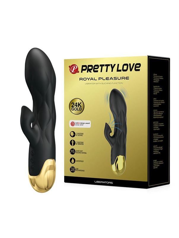 Черный вибратор Royal Pleasure с вакуумной стимуляцией клитора (19,2 см)