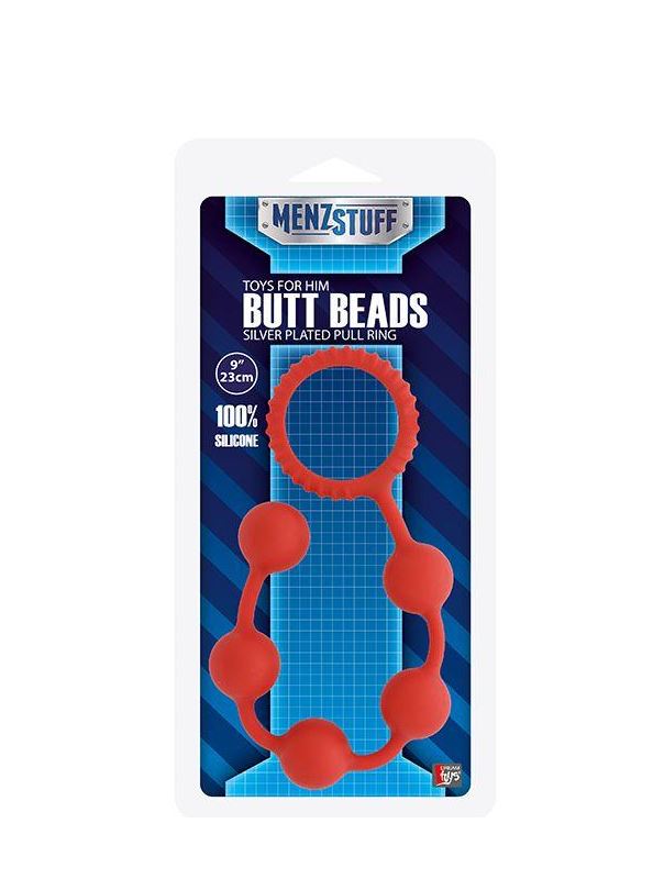 Красная анальная цепочка MENZSTUFF - BUTT BEADS (23 см)