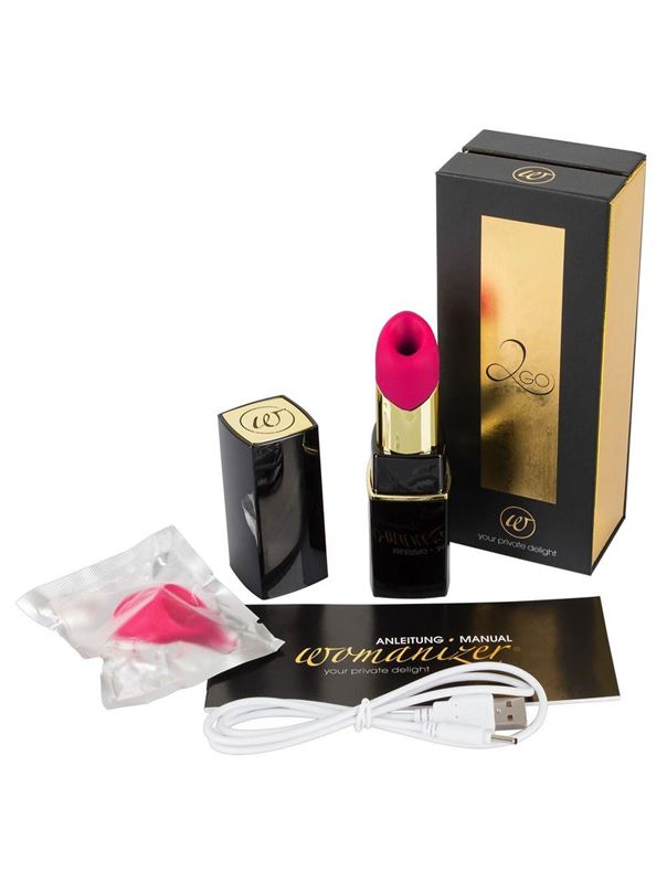Бесконтактный стимулятор клитора в форме помады Womanizer W-260 2GO в чёрном корпусе