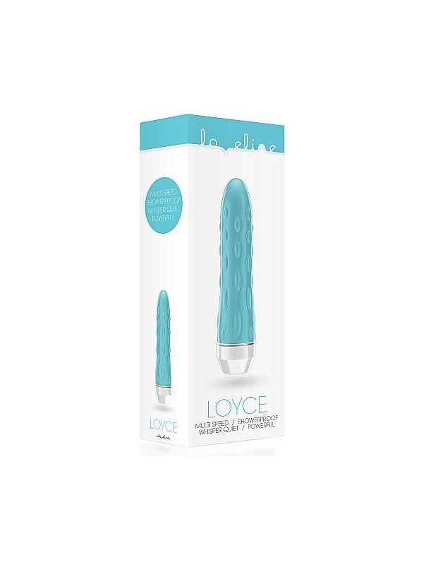 Бирюзовый вибратор Loyce с шишечками по всей длине - 14,8 см.