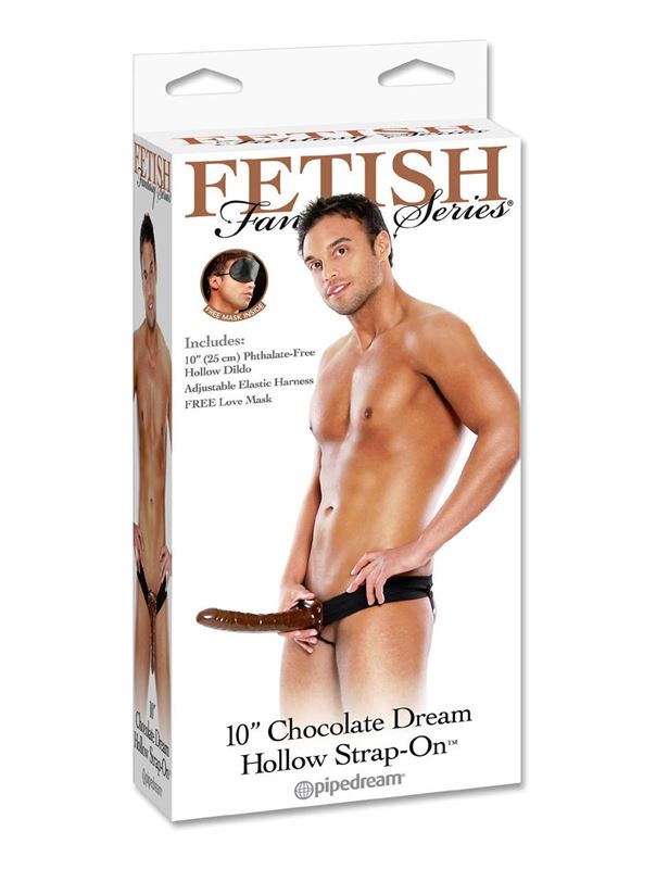 Коричневый фаллопротез Chocolate Dream Hollow Strap-On (27 см)