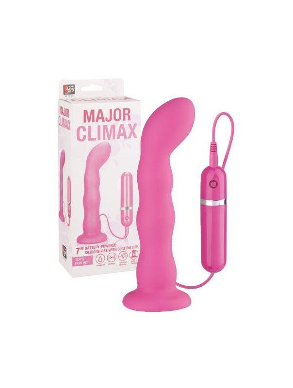 Розовый силиконовый вибратор Major Climax (17,8 см)