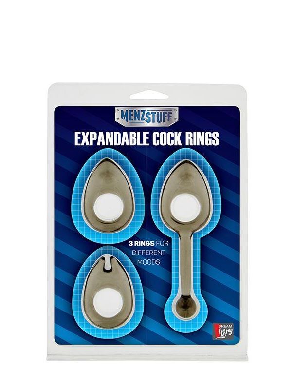 Набор из 3 дымчатых эрекционных колец MENZSTUFF EXPANDABLE COCKRING SET