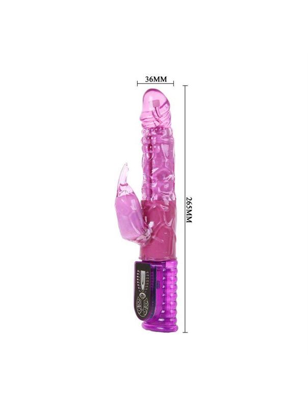Розовый вибратор со стимулятором клитора Love Stroker - 26,5 см.