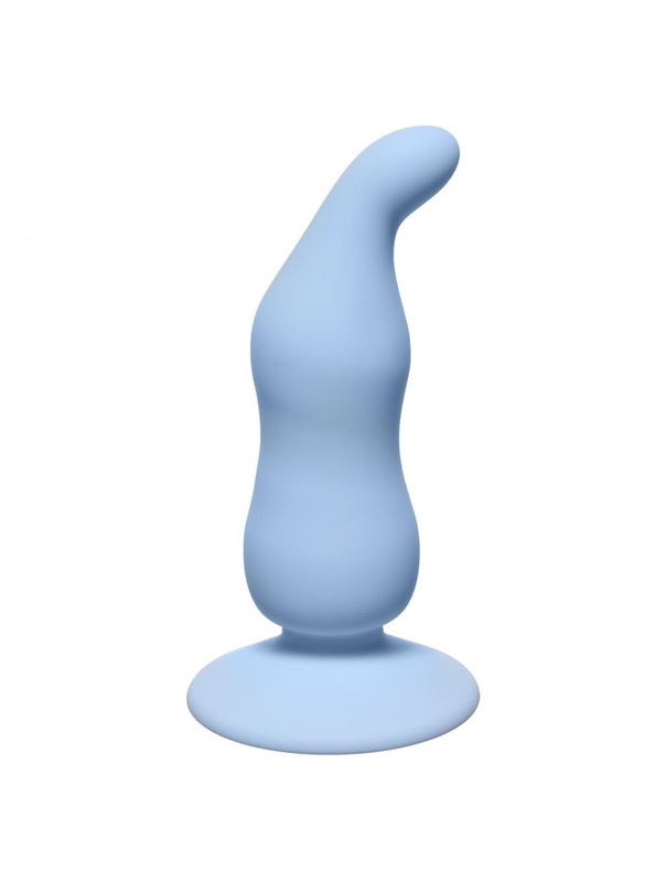 Голубая анальная пробка Waved Anal Plug Blue - 11 см.