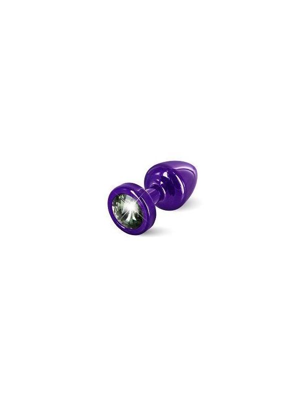 Фиолетовая пробка с черным кристаллом ANNI round Purple T1 Black Diamond - 6 см.