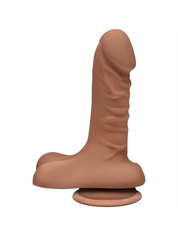 Бежевый фаллоимитатор с мошонкой на присоске The D - Super D 6" Caramel (16,5 см)