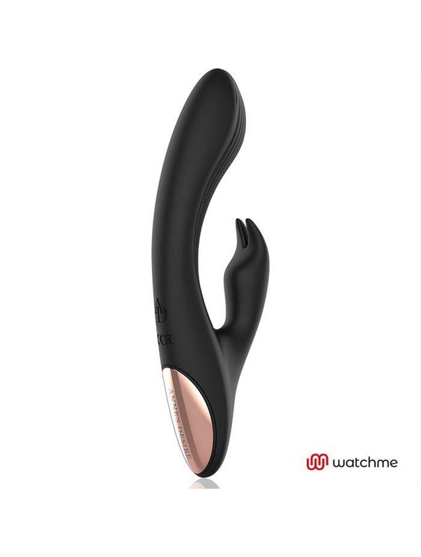 Черно-золотой вибратор-кролик с пультом-часами Anne's Desire Rabbit Vibe Wireless Watchme (20,5 см)