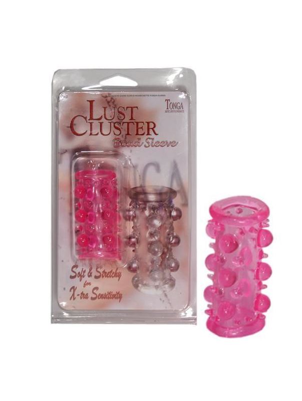 Эластичная розовая насадка с шипами и шишечками JELLY JOY LUST CLUSTER PINK