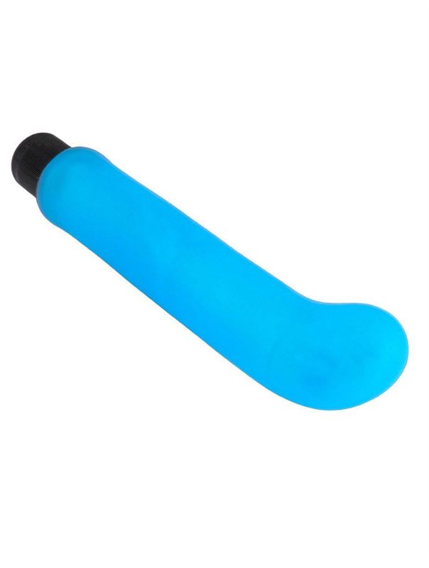 Голубой вибромассажер XL G-Spot Softees с загнутым кончиком (16,2 см)