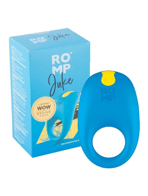 Синее эрекционное кольцо с вибрацией Romp Juke