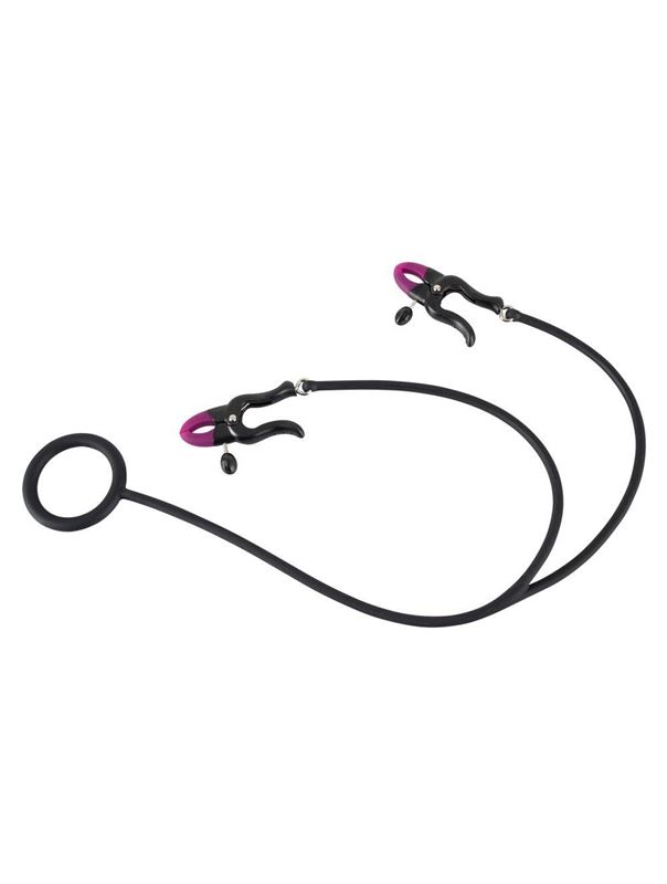 Эрекционное кольцо с зажимами на соски Cock Ring  Clamps