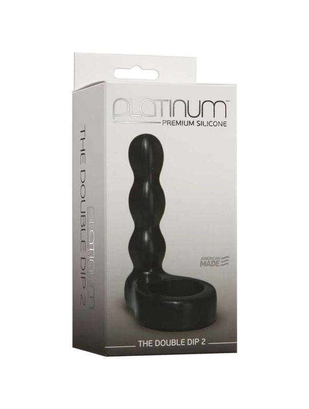 Черный анальный стимулятор с силиконовым кольцом Platinum Premium Silicone - The Double Dip 2