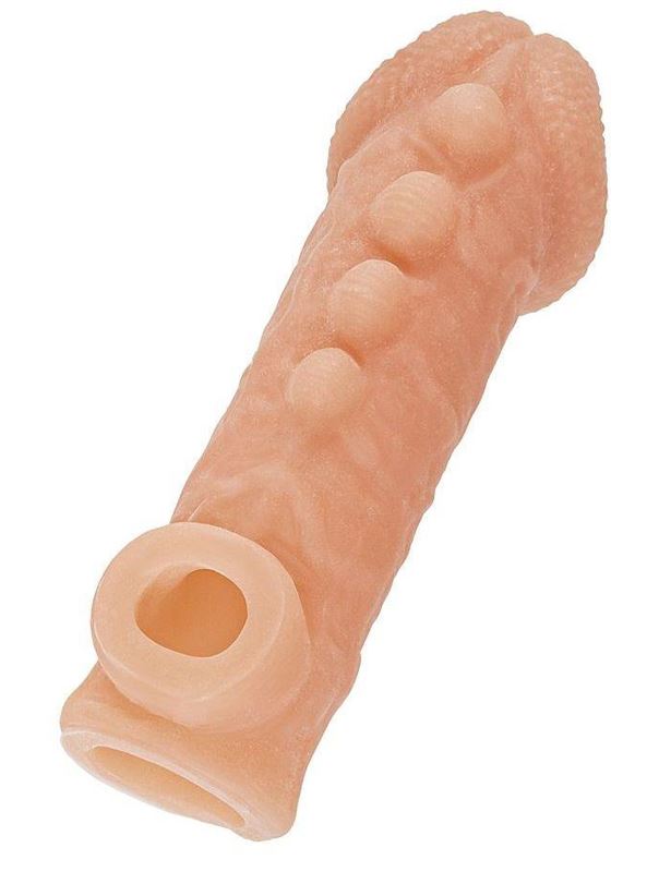 Телесная закрытая насадка с шишечками Cock Sleeve 008 Size L (17,6 см)