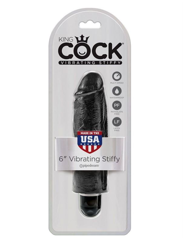 Чёрный вибратор-реалистик 6 Vibrating Stiffy - 17,8 см.