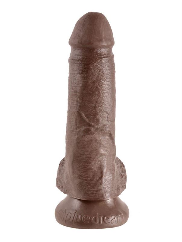 Коричневый фаллоимитатор с мошонкой 7" Cock with Balls (19,4 см)