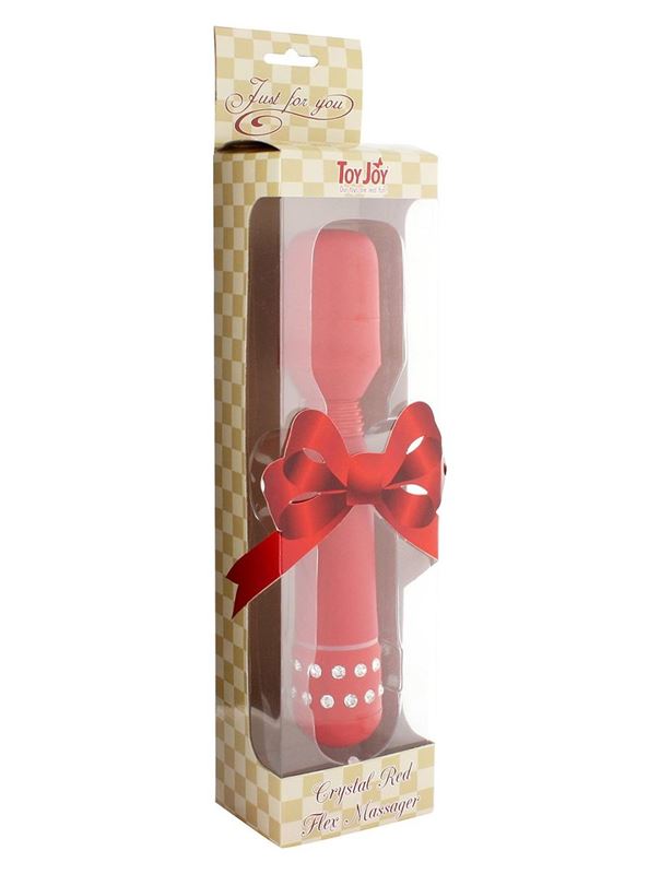 Красный массажер CRYSTAL FLEX MASSAGER - 17,5 см.