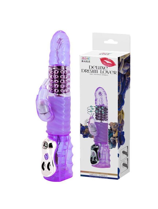 Сиреневый вибратор ротатор Deluxe Dream Lover с клиторальным отростком (26 см)