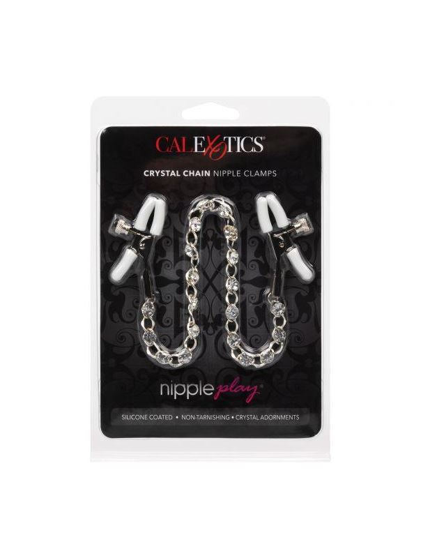 Зажимы на соски с серебристой цепочкой и кристаллами Crystal Chain Nipple Clamps