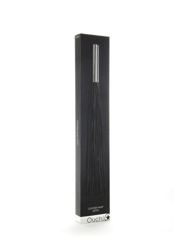 Чёрная плётка Leather Whip Metal Long - 49,5 см.