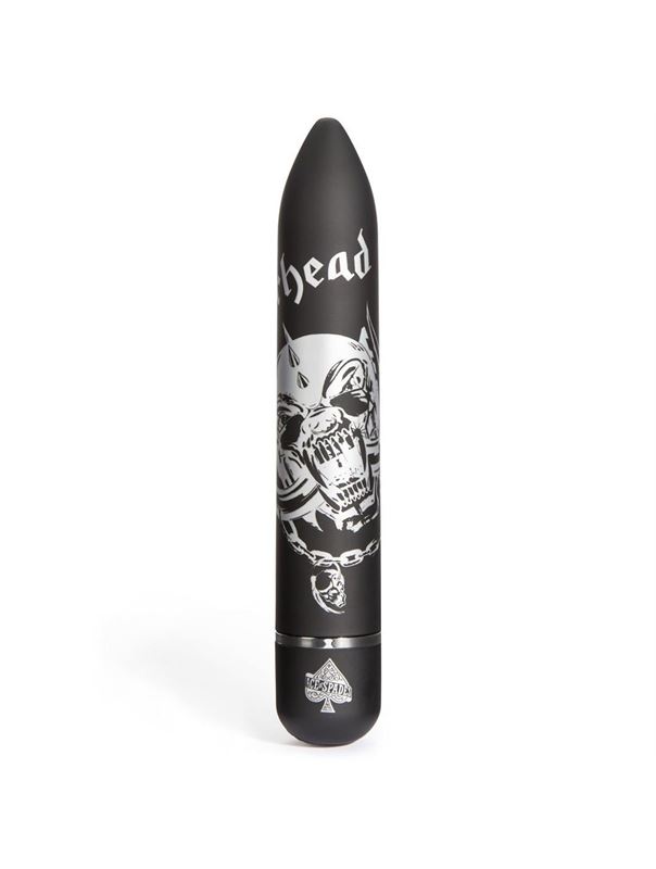 Чёрный вибратор с принтом Motorhead Ace of Spades 7 Function Power Vibrator - 18 см.