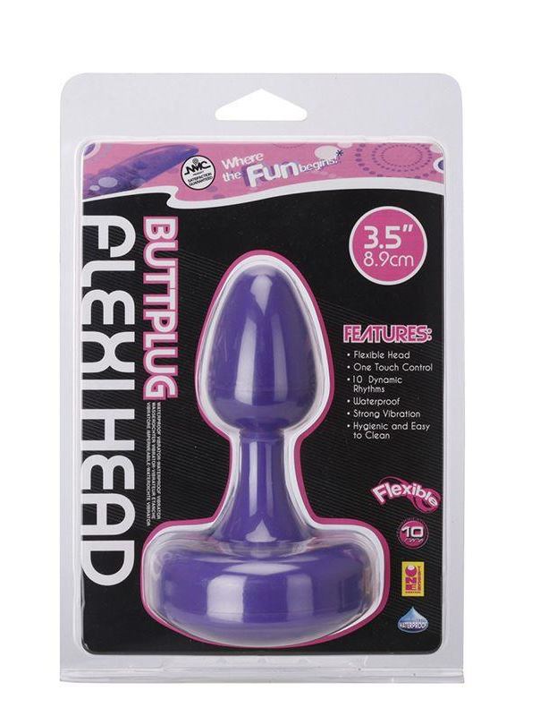 Вибромассажер для анальной стимуляции FLEXI HEAD 10 FUNCTION BUTT PLUG - 8,9 см.