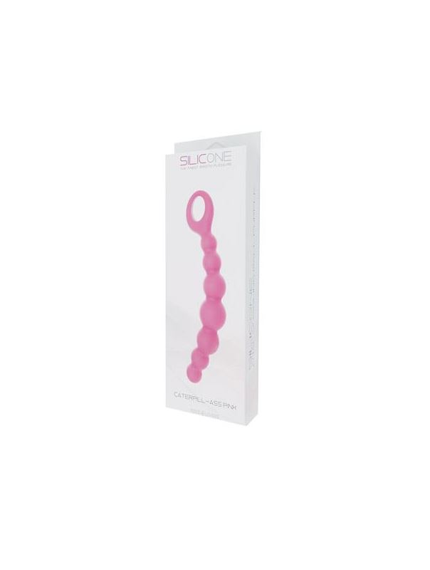 Розовая анальная цепочка CATERPILL-ASS SILICONE PINK - 19,5 см.