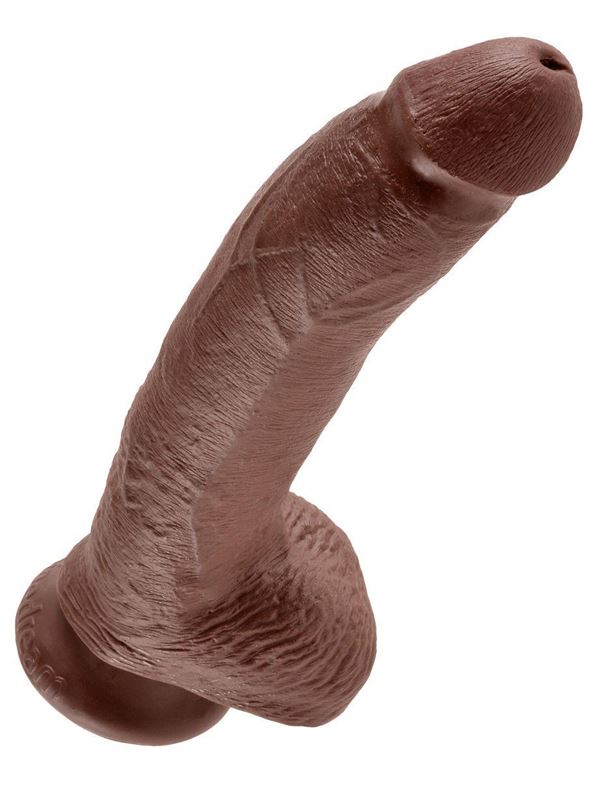 Коричневый фаллоимитатор 9" Cock with Balls (22,9 см)