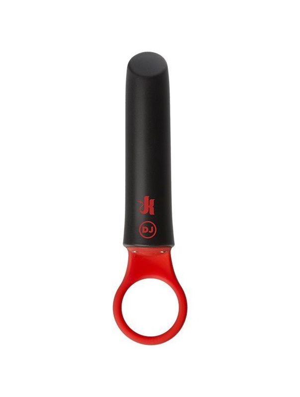 Черно-красный мини-вибратор KINK - Power Play with Silicone Grip Ring (13,3 см)