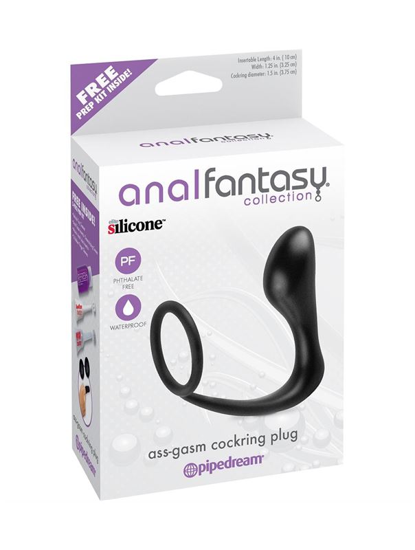 Эрекционное кольцо с анальной пробкой Ass-Gasm Cockring Plug