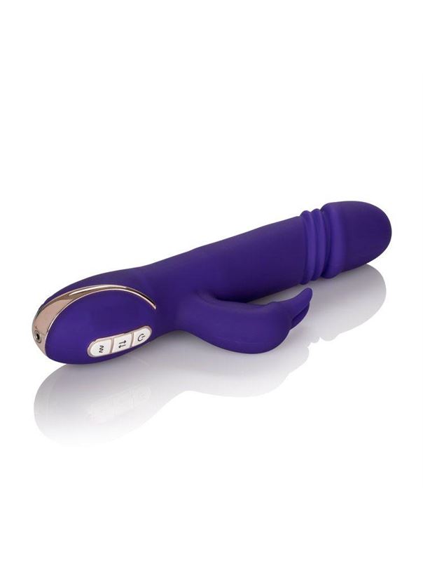 Фиолетовый вибратор с поступательным движением Jack Rabbit Signature Silicone Thrusting Rabbit (20 см)