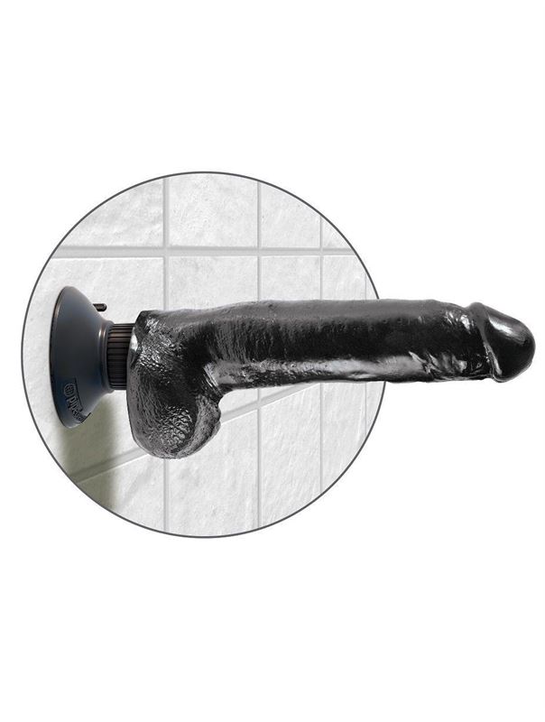 Чёрный вибратор со съемной присоской 9" Vibrating Cock with Balls (22,9 см)