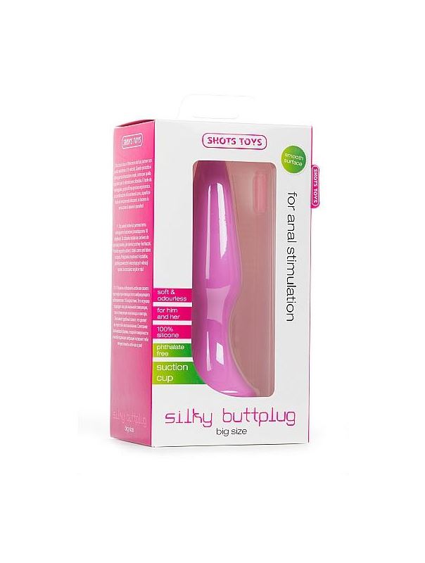 Розовая анальная пробка Silky Buttplug Big - 15,5 см.