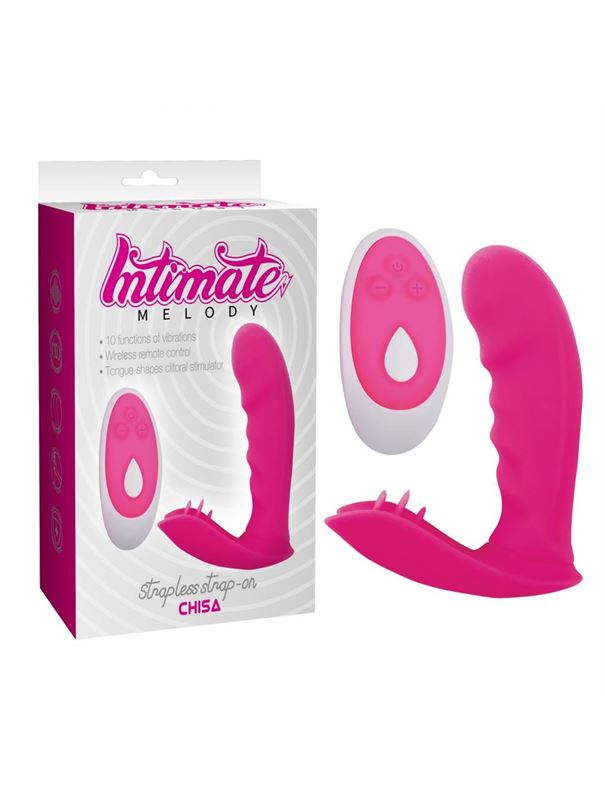 Малиновый клиторально-вагинальный стимулятор Strapless Strap-on (11,9 см)