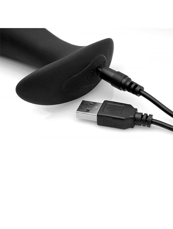 Черный стимулятор простаты с вибрацией и пультом Silicone Prostate Vibrator with Remote Control (12 см)