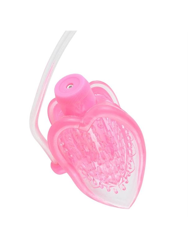 Розовая вакуумная помпа для клитора Vibrating Mini Pussy Pump с вибрацией