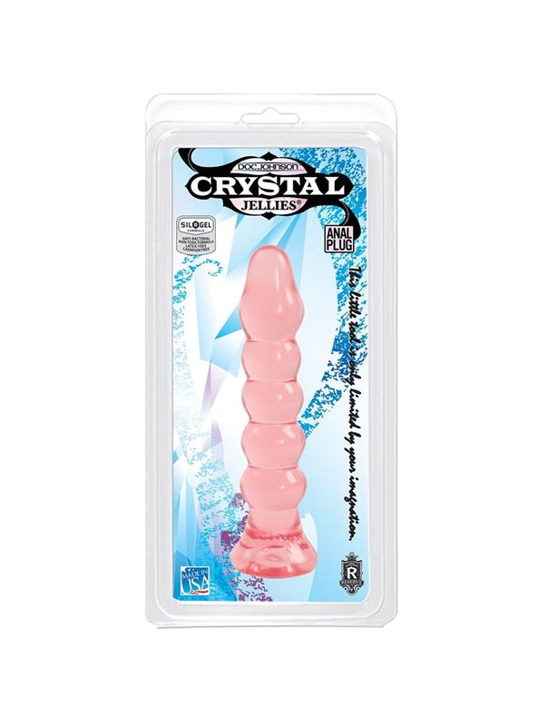 Силиконовая анальная елочка розового цвета Crystal Jellies Anal Plug Bumps (15,2 см)