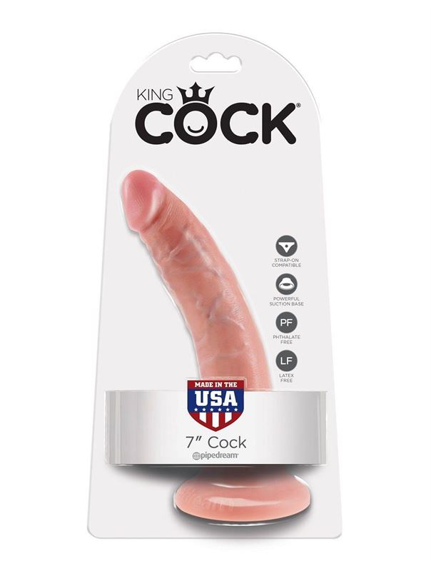 Телесный фаллоимитатор 7" King Cock на присоске (17,8 см)