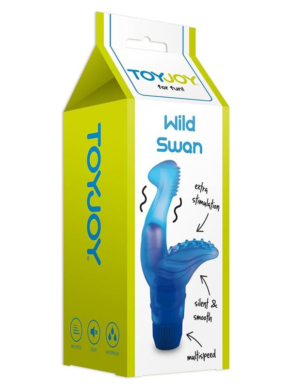 Синий стимулятор точки G и клитора WILD SWAN - 12,5 см.