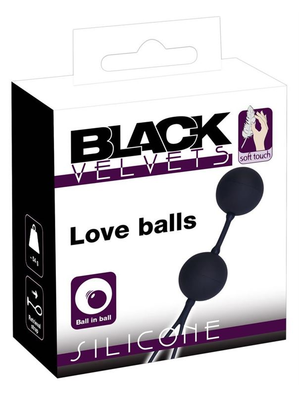 Черные вагинальные шарики Black Velvets с петлёй