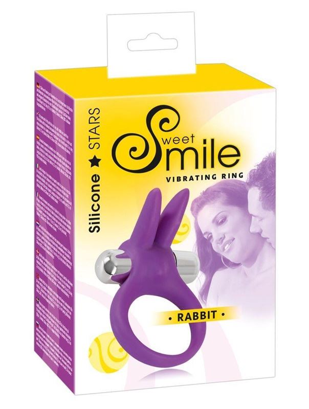 Фиолетовое эрекционное кольцо с вибрацией Smile Rabbit