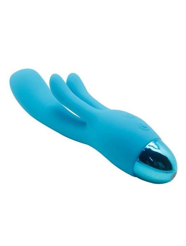 Голубой вибратор INDULGENCE Rechargeable Frolic Bunny (18,7 см)