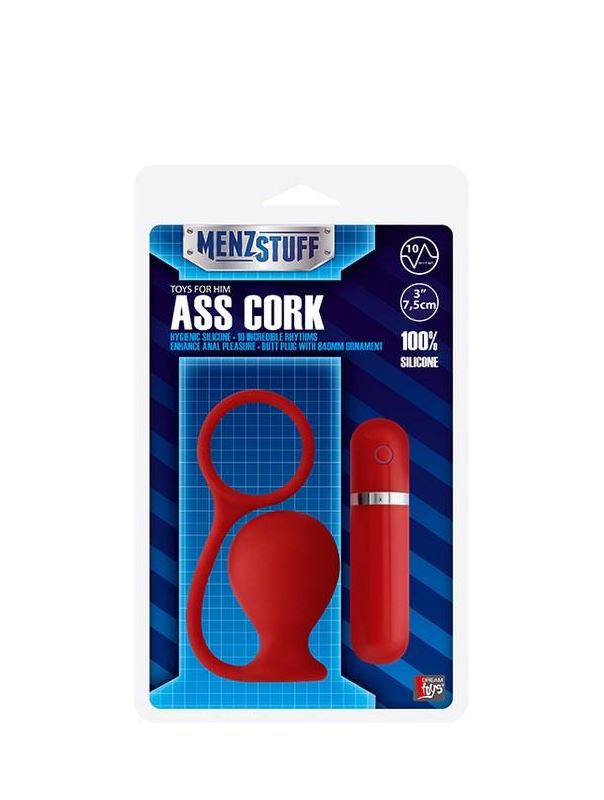 Красная вибровтулка MENZSTUFF ASS CORK WIDE (7,5 см)