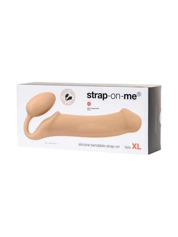 Телесный безремневой страпон Silicone Bendable Strap-On XL